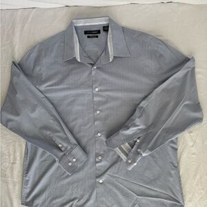 John Henry Men's XXL Dress Shirt Blue Pinstripe Modern Fit Business Professional